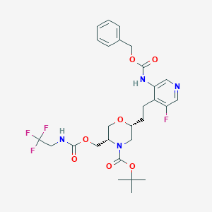 Tert-butyl (2R,5S)-2-(2-(3-(((benzyloxy)carbonyl)amino)-5-fluoropyridin-4-YL)ethyl)-5-((((2,2,2-trifluoroethyl)carbamoyl)oxy)methyl)morpholine-4-carboxylate