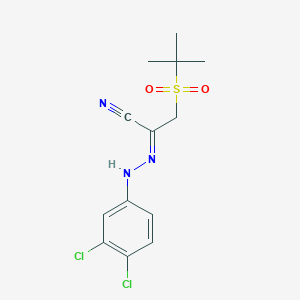 (E)-N-(3,4-dichlorophenyl)-1-(2-methylpropane-2-sulfonyl)methanecarbohydrazonoylcyanide