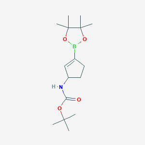 molecular formula C16H28BNO4 B13047275 Tert-butyl (3-(4,4,5,5-tetramethyl-1,3,2-dioxaborolan-2-YL)cyclopent-2-EN-1-YL)carbamate 