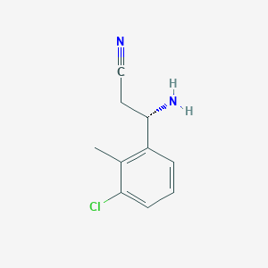 molecular formula C10H11ClN2 B13047284 (3S)-3-Amino-3-(3-chloro-2-methylphenyl)propanenitrile 