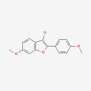 molecular formula C16H13BrO3 B13047353 3-Bromo-6-methoxy-2-(4-methoxyphenyl)benzofuran 