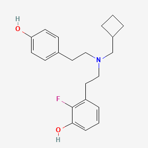 molecular formula C21H26FNO2 B13047463 3-(2-((Cyclobutylmethyl)(4-hydroxyphenethyl)amino)ethyl)-2-fluorophenol 