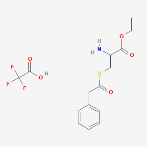 Ethyl 2-amino-3-[(2-phenylacetyl)sulfanyl]propanoate; trifluoroacetic acid