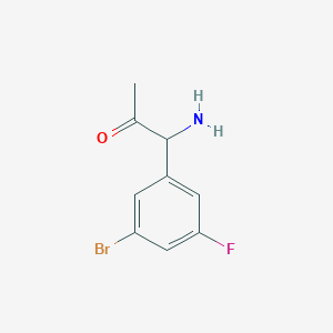 molecular formula C9H9BrFNO B13047527 1-Amino-1-(3-bromo-5-fluorophenyl)acetone 