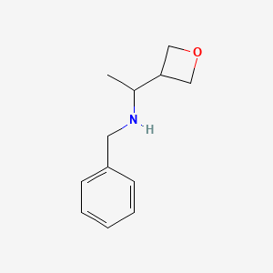 molecular formula C12H17NO B13047569 N-Benzyl-1-(oxetan-3-YL)ethan-1-amine 