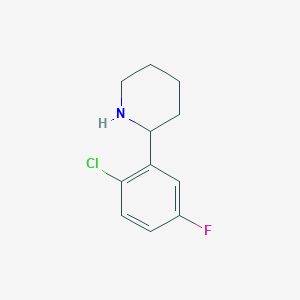 molecular formula C11H13ClFN B13047576 2-(2-Chloro-5-fluorophenyl)piperidine 