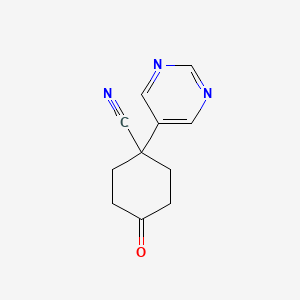 4-Oxo-1-(pyrimidin-5-YL)cyclohexane-1-carbonitrile