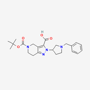 molecular formula C23H30N4O4 B13047793 2-(1-Benzylpyrrolidin-3-YL)-5-(tert-butoxycarbonyl)-4,5,6,7-tetrahydro-2H-pyrazolo[4,3-C]pyridine-3-carboxylic acid CAS No. 2177267-35-3