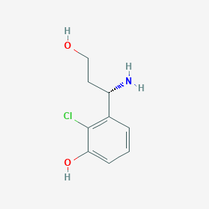 molecular formula C9H12ClNO2 B13047815 3-((1S)-1-Amino-3-hydroxypropyl)-2-chlorophenol 