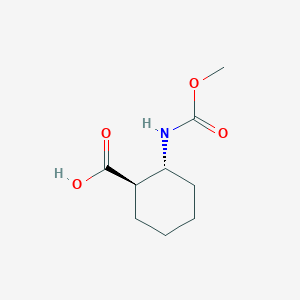 molecular formula C9H15NO4 B13047824 (1R,2R)-2-((Methoxycarbonyl)amino)cyclohexane-1-carboxylic acid 