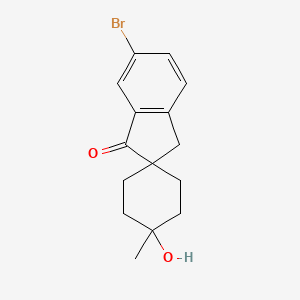 molecular formula C15H17BrO2 B13047918 6'-Bromo-4-hydroxy-4-methylspiro[cyclohexane-1,2'-inden]-1'(3'H)-one 