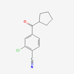 molecular formula C13H12ClNO B13047961 2-Chloro-4-(cyclopentanecarbonyl)benzonitrile 