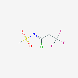 molecular formula C4H5ClF3NO2S B13047993 2,2,2-trifluoro-N-methanesulfonylethanecarbonimidoylchloride 