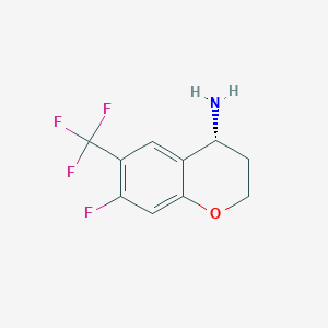 molecular formula C10H9F4NO B13048021 (R)-7-Fluoro-6-(trifluoromethyl)chroman-4-amine 