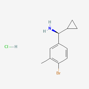 molecular formula C11H15BrClN B13048032 (S)-(4-Bromo-3-methylphenyl)(cyclopropyl)methanamine hcl 