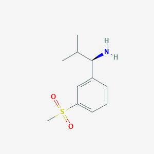 molecular formula C11H17NO2S B13048081 (R)-2-Methyl-1-(3-(methylsulfonyl)phenyl)propan-1-aminehcl 