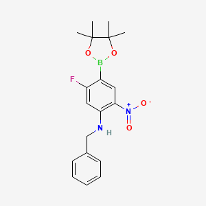 molecular formula C19H22BFN2O4 B13048164 N-Benzyl-5-fluoro-2-nitro-4-(tetramethyl-1,3,2-dioxaborolan-2-yl)aniline 