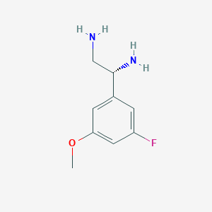 molecular formula C9H13FN2O B13048218 (1R)-1-(5-Fluoro-3-methoxyphenyl)ethane-1,2-diamine 