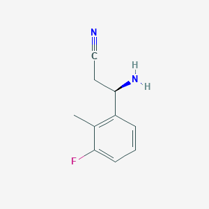 molecular formula C10H11FN2 B13048242 (3R)-3-amino-3-(3-fluoro-2-methylphenyl)propanenitrile 