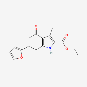 molecular formula C16H17NO4 B1304833 6-(2-呋喃基)-3-甲基-4-氧代-4,5,6,7-四氢-1H-吲哚-2-羧酸乙酯 CAS No. 27463-52-1