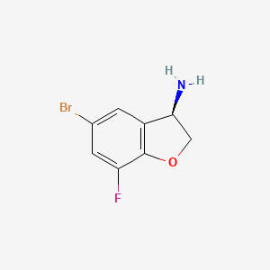 molecular formula C8H7BrFNO B13048352 (3R)-5-Bromo-7-fluoro-2,3-dihydro-1-benzofuran-3-amine 