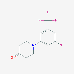 molecular formula C12H11F4NO B13048398 1-(3-Fluoro-5-(trifluoromethyl)phenyl)piperidin-4-one 