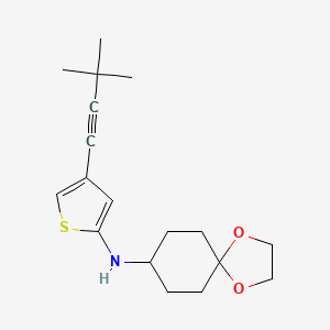 N-(4-(3,3-Dimethylbut-1-YN-1-YL)thiophen-2-YL)-1,4-dioxaspiro[4.5]decan-8-amine