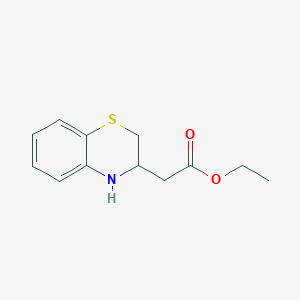 molecular formula C12H15NO2S B13048616 Ethyl 2-(3,4-dihydro-2H-benzo[B][1,4]thiazin-3-YL)acetate 