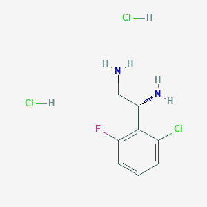 molecular formula C8H12Cl3FN2 B13048660 (1R)-1-(2-Chloro-6-fluorophenyl)ethane-1,2-diamine 2hcl 