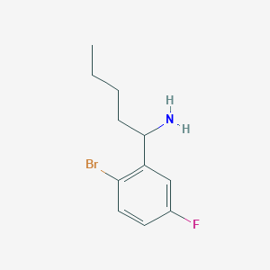 molecular formula C11H15BrFN B13048699 1-(2-Bromo-5-fluorophenyl)pentan-1-amine 