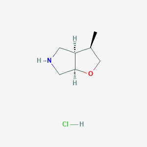 molecular formula C7H14ClNO B13048817 Racemic-(3S,3AS,6AS)-3-methylhexahydro-2H-furo[2,3-C]pyrrole hcl 