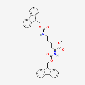 molecular formula C37H36N2O6 B13048829 Methyl (2S)-2,6-bis({[(9H-fluoren-9-ylmethoxy)carbonyl]amino})hexanoate 