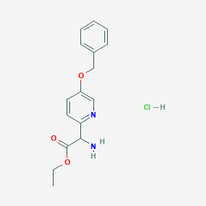 molecular formula C16H19ClN2O3 B13048861 Ethyl 2-amino-2-(5-(benzyloxy)pyridin-2-YL)acetate hcl 