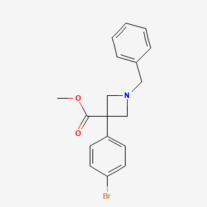 molecular formula C18H18BrNO2 B13048898 Methyl 1-benzyl-3-(4-bromophenyl)azetidine-3-carboxylate 