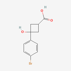 molecular formula C11H11BrO3 B13048937 3-(4-Bromophenyl)-3-hydroxycyclobutane-1-carboxylic acid 