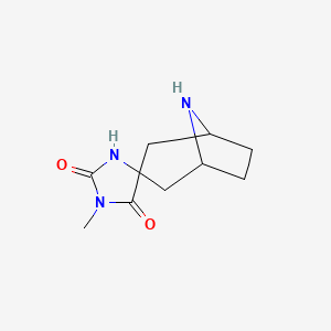 molecular formula C10H15N3O2 B13049081 Tert-butyl 1'-methyl-2',5'-dioxo-8-azaspiro[bicyclo[3.2.1]octane-3,4'-imidazolidine]-8-carboxylate 