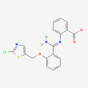 molecular formula C18H13ClN3O3S- B13049120 (Z)-[amino({2-[(2-chloro-1,3-thiazol-5-yl)methoxy]phenyl})methylidene]aminobenzoate 