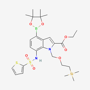 Ethyl 4-(4,4,5,5-tetramethyl-1,3,2-dioxaborolan-2-YL)-7-(thiophene-2-sulfonamido)-1-((2-(trimethylsilyl)ethoxy)methyl)-1H-indole-2-carboxylate