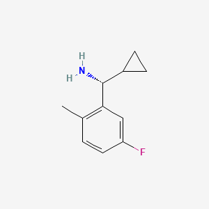 molecular formula C11H14FN B13049178 (R)-cyclopropyl(5-fluoro-2-methylphenyl)methanamine 