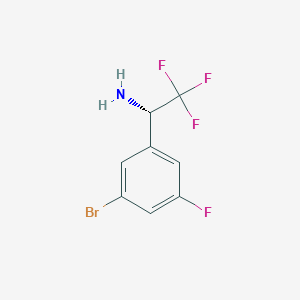 molecular formula C8H6BrF4N B13049201 (S)-1-(3-Bromo-5-fluorophenyl)-2,2,2-trifluoroethan-1-amine 