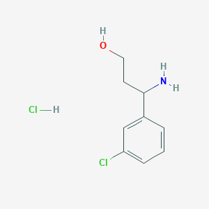 molecular formula C9H13Cl2NO B13049234 3-Amino-3-(3-chlorophenyl)propan-1-OL hcl 