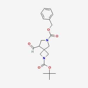 molecular formula C20H26N2O5 B13049263 6-Benzyl 2-(tert-butyl) 8-formyl-2,6-diazaspiro[3.4]octane-2,6-dicarboxylate 