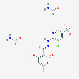 3-[(1E)-{2-[3-chloro-5-(trifluoromethyl)pyridin-2-yl]hydrazin-1-ylidene}methyl]-4-hydroxy-6-methyl-2H-pyran-2-one;dimethylamine