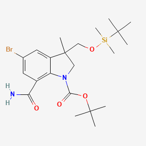 Tert-butyl 5-bromo-3-(((tert-butyldimethylsilyl)oxy)methyl)-7-carbamoyl-3-methylindoline-1-carboxylate