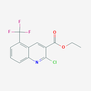 molecular formula C13H9ClF3NO2 B13049306 Ethyl 2-chloro-5-(trifluoromethyl)quinoline-3-carboxylate 