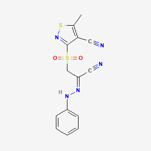 (Z)-1-[(4-cyano-5-methyl-1,2-thiazol-3-yl)sulfonyl]-N-phenylmethanecarbohydrazonoylcyanide