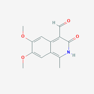 molecular formula C13H13NO4 B13049359 3-Hydroxy-6,7-dimethoxy-1-methylisoquinoline-4-carbaldehyde 