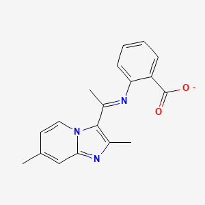 molecular formula C18H16N3O2- B13049409 (E)-(1-{2,7-dimethylimidazo[1,2-a]pyridin-3-yl}ethylidene)aminobenzoate 