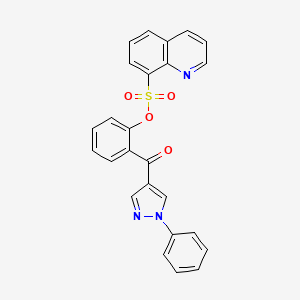 molecular formula C25H17N3O4S B13049439 2-[(1-phenyl-1H-pyrazol-4-yl)carbonyl]phenyl 8-quinolinesulfonate CAS No. 7243-09-6