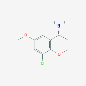 molecular formula C10H12ClNO2 B13049496 (R)-8-Chloro-6-methoxychroman-4-amine 